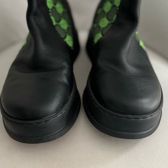 🔥MEN’S GUCCI CHELSEA GG LEATHER BOOT🔥 US Size 9.5🔥BLACK AND GREEN - Picture 7 of 12